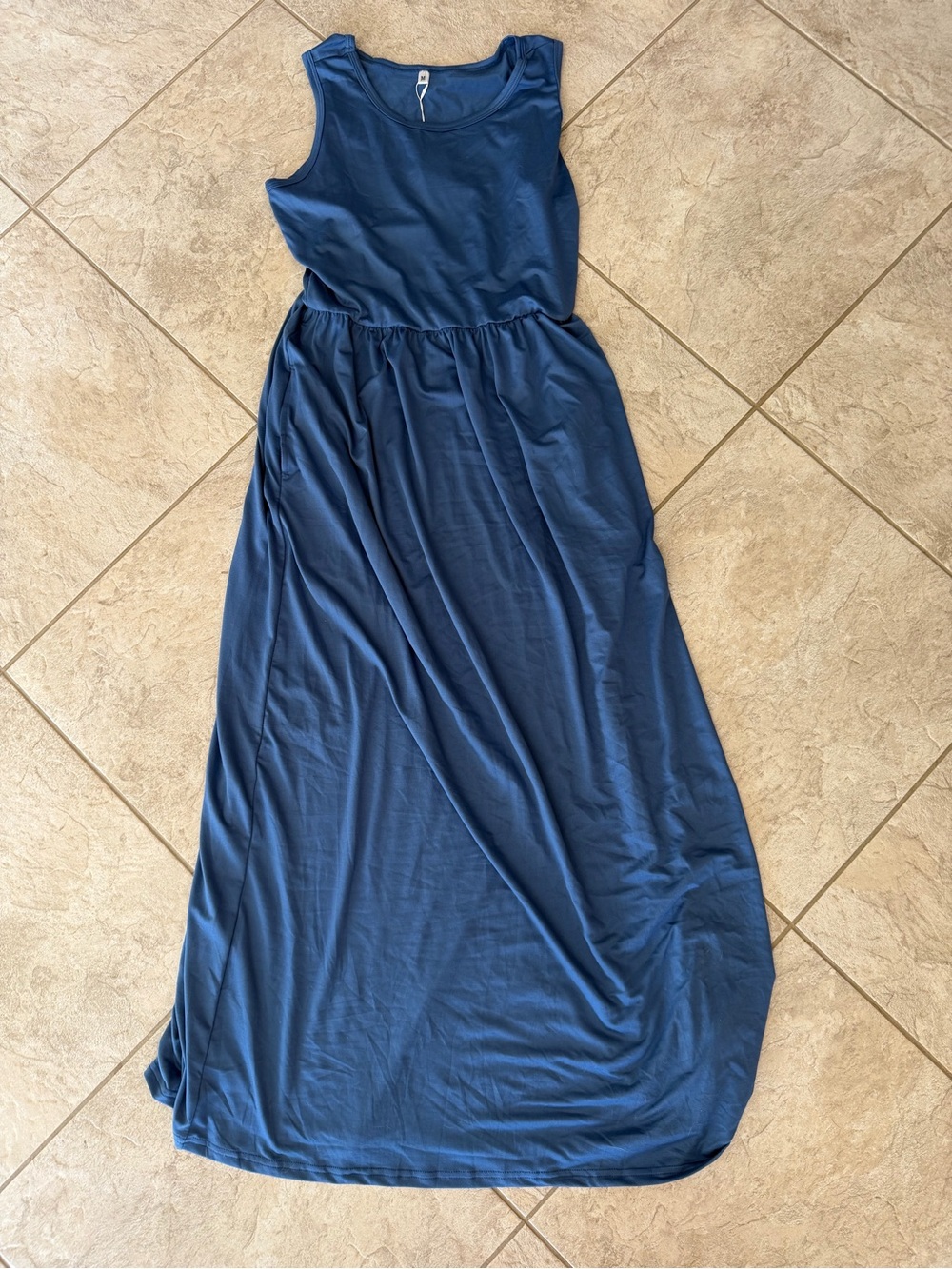 Dusty Blue Maxi Dress Size M with Pockets
